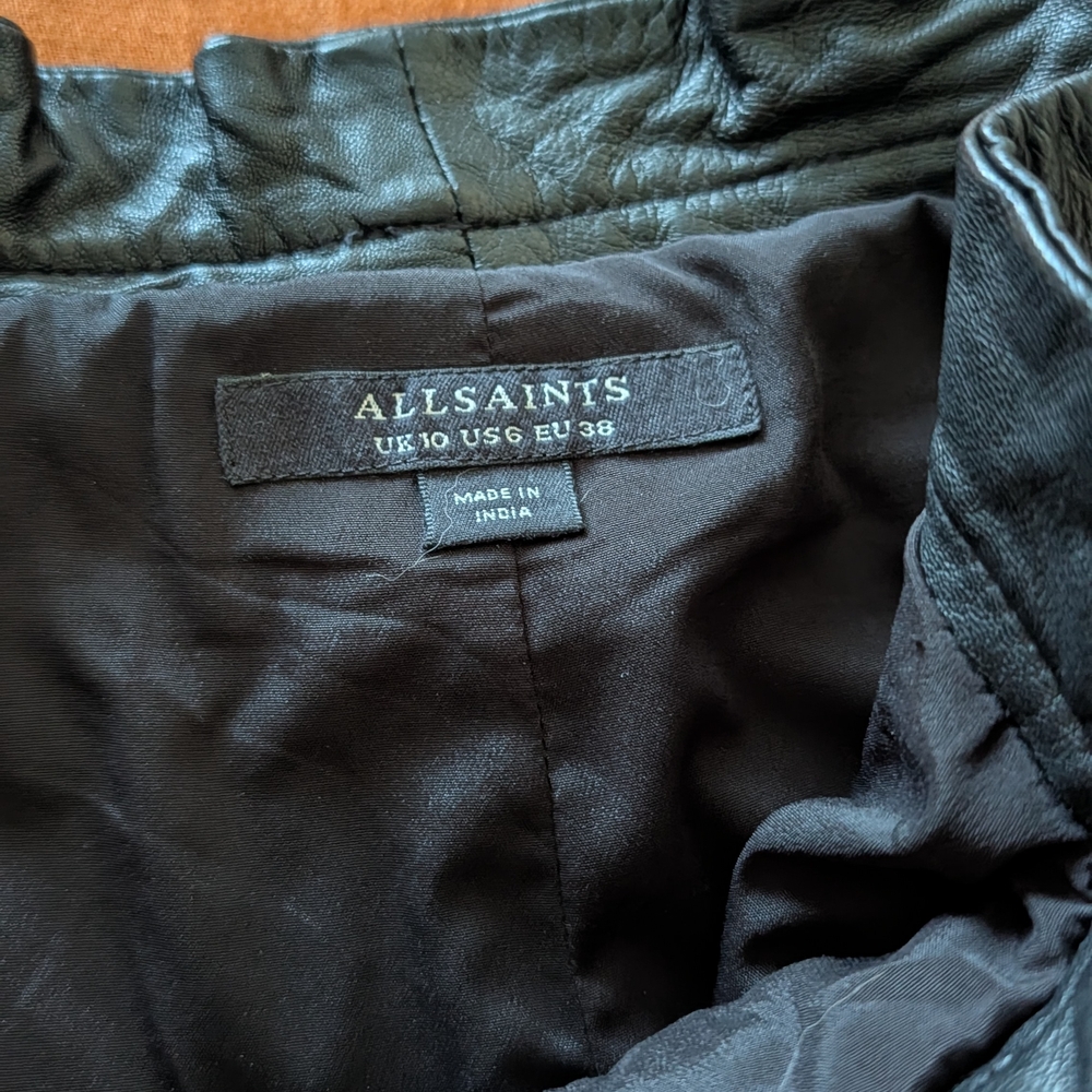 NEW All Saints Real Leather Shorts with Belt - Picture 3 of 10